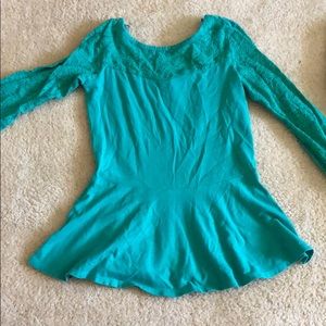 Teal peplum lace top